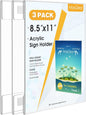 MaxGear Acrylic Sign Holder 8.5x11 with Double-Sided Tape, 3 Pack Clear Plastic Door Wall Mount Sign Holder, Document Flyer Poster Paper Acrylic Wall Frame for Office, Home, Store, Restaurant