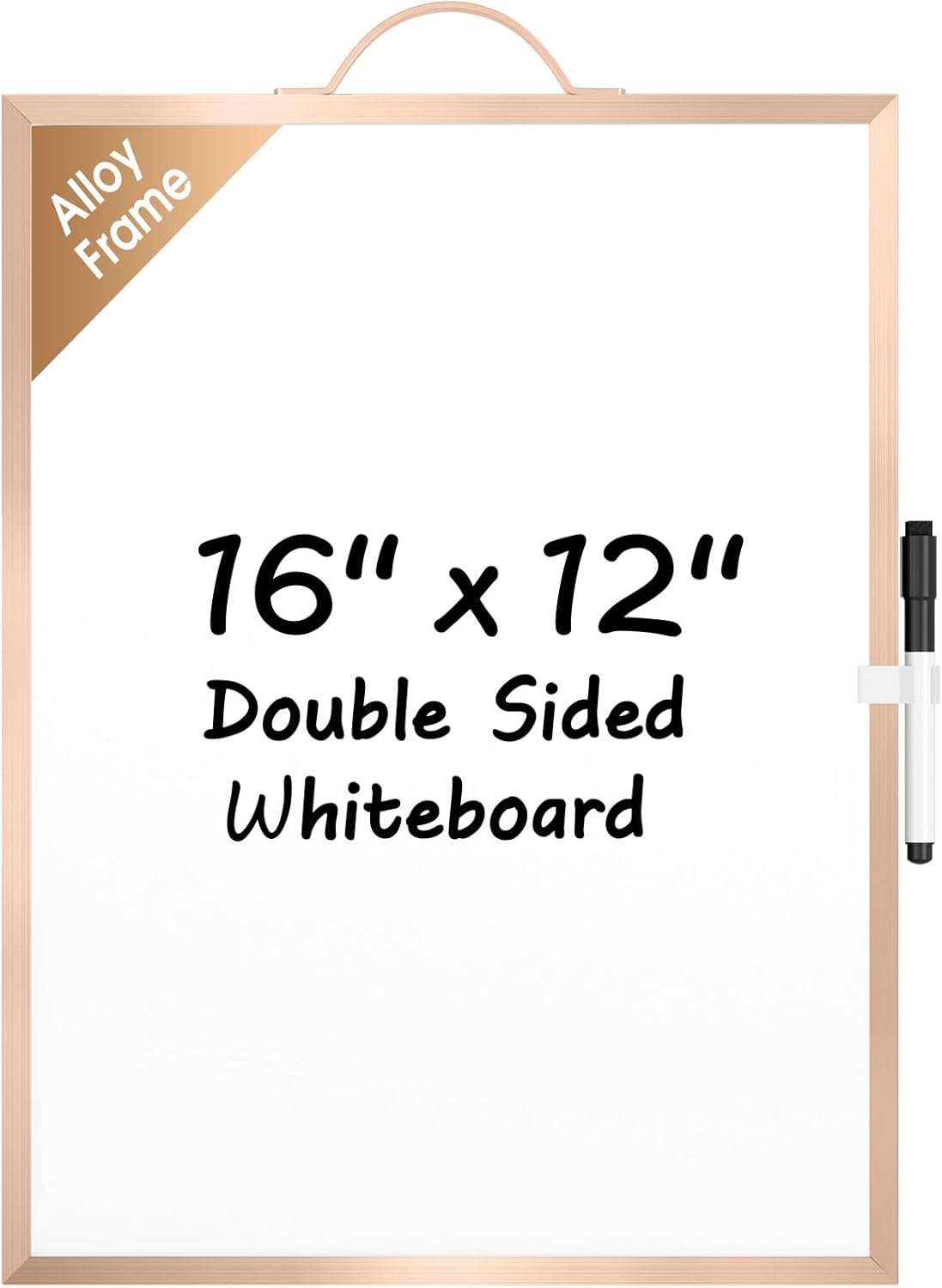 MaxGear Dry Erase Board for Wall, 16"x12" Hanging Whiteboard, Double Sided Small White Board with Handle, Silver Aluminum Alloy Frame Horizontal Whiteboard for Students Planning, Drawing, Memo