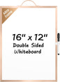 MaxGear Dry Erase Board for Wall, 16"x12" Hanging Whiteboard, Double Sided Small White Board with Handle, Silver Aluminum Alloy Frame Horizontal Whiteboard for Students Planning, Drawing, Memo
