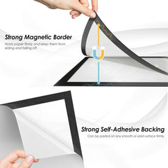 MaxGear Wall Mount Sign Holder 8.5 x 11, Self Adhesive Magnetic Display Picture Frames with Strong Magentic Border and Clear PVC, Document Poster Paper Wall Sign Holder for Home Office Store, 24 Pack