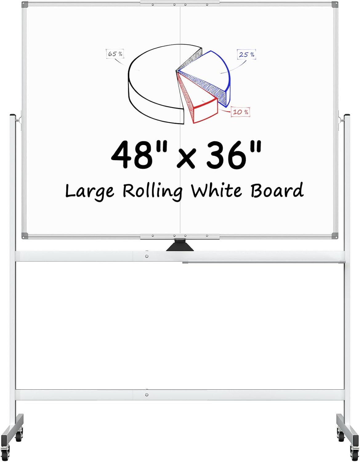 MaxGear Large Rolling Whiteboard on Wheels, 72" x 40" Big Mobile White Board, Double Sided Dry Erase Board with Aluminium Frame and Magnetic Surface for Office, School