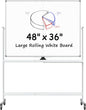 MaxGear Large Rolling Whiteboard on Wheels, 72" x 40" Big Mobile White Board, Double Sided Dry Erase Board with Aluminium Frame and Magnetic Surface for Office, School