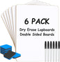 MaxGear Small White Board 12 Pack Dry Erase Boards, 9''x 12'' Mini Whiteboard Double Sided Portable Whiteboards for Students and Teachers School Supplies Lapboards Including 12 Markers and 12 Erasers