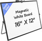 MaxGear Dry Erase Magnetic White Board, 16" x 12" Double-Sided Dry Erase Board with Stand, Large Desktop Whiteboard for Kids Home, School, Office - Planning, Memo, to Do List