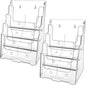 MaxGear Acrylic Brochure Holder 8.5 x 11 inch, 4 Tier Clear Literature Organizer Magazine Stand Display with Removable Divider for 4 x 9 inch Brochures, Pamphlet, Wall Mount or Countertop, 2 Pack