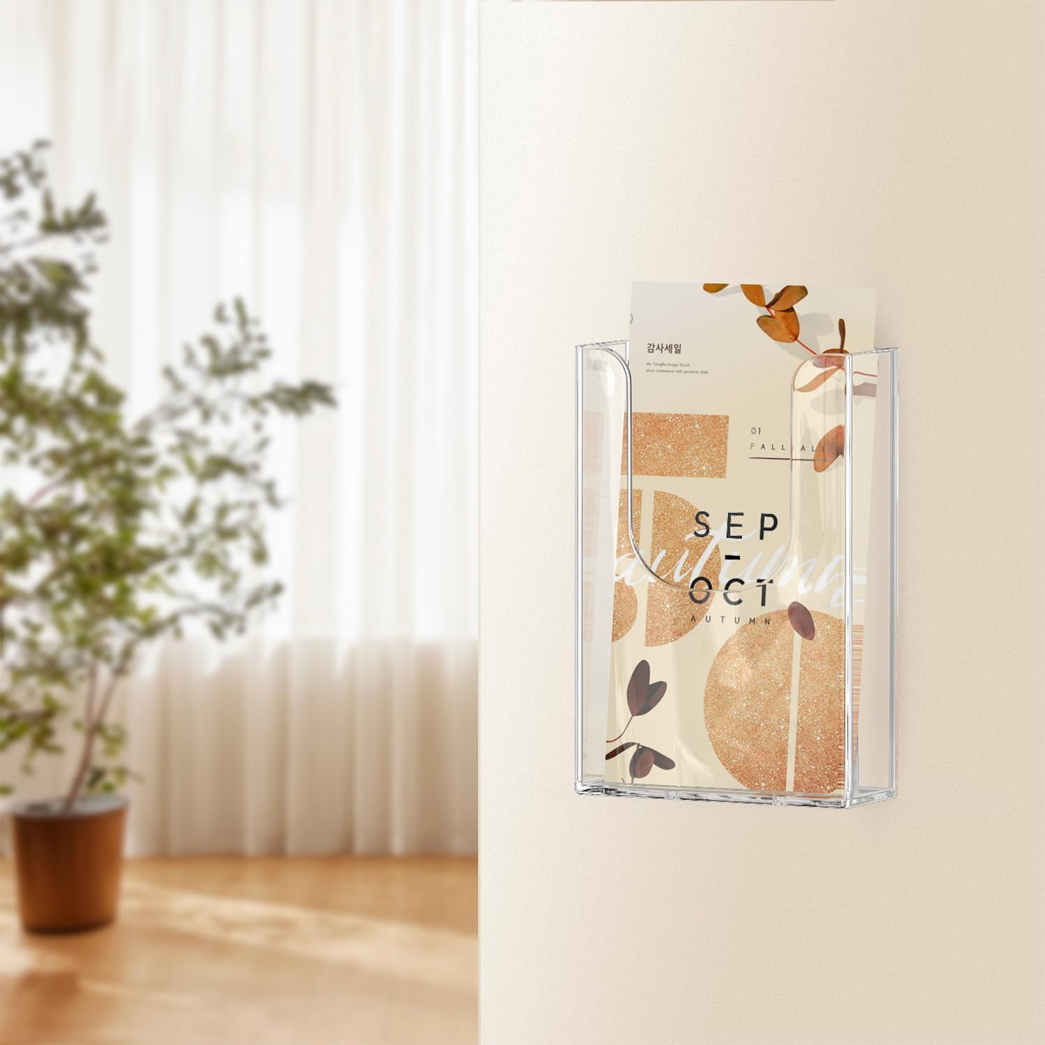 MaxGear Brochure Holder 4x9 inch Acrylic Literature Display Stand Clear Plastic Flyer Holder Wall Mount or Countertop Use for Pamphlets, Booklets, 3 Pack