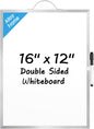 MaxGear Dry Erase Board for Wall, 16"x12" Hanging Whiteboard, Double Sided Small White Board with Handle, Silver Aluminum Alloy Frame Horizontal Whiteboard for Students Planning, Drawing, Memo