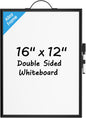 MaxGear Dry Erase Board for Wall, 16"x12" Hanging Whiteboard, Double Sided Small White Board with Handle, Silver Aluminum Alloy Frame Horizontal Whiteboard for Students Planning, Drawing, Memo