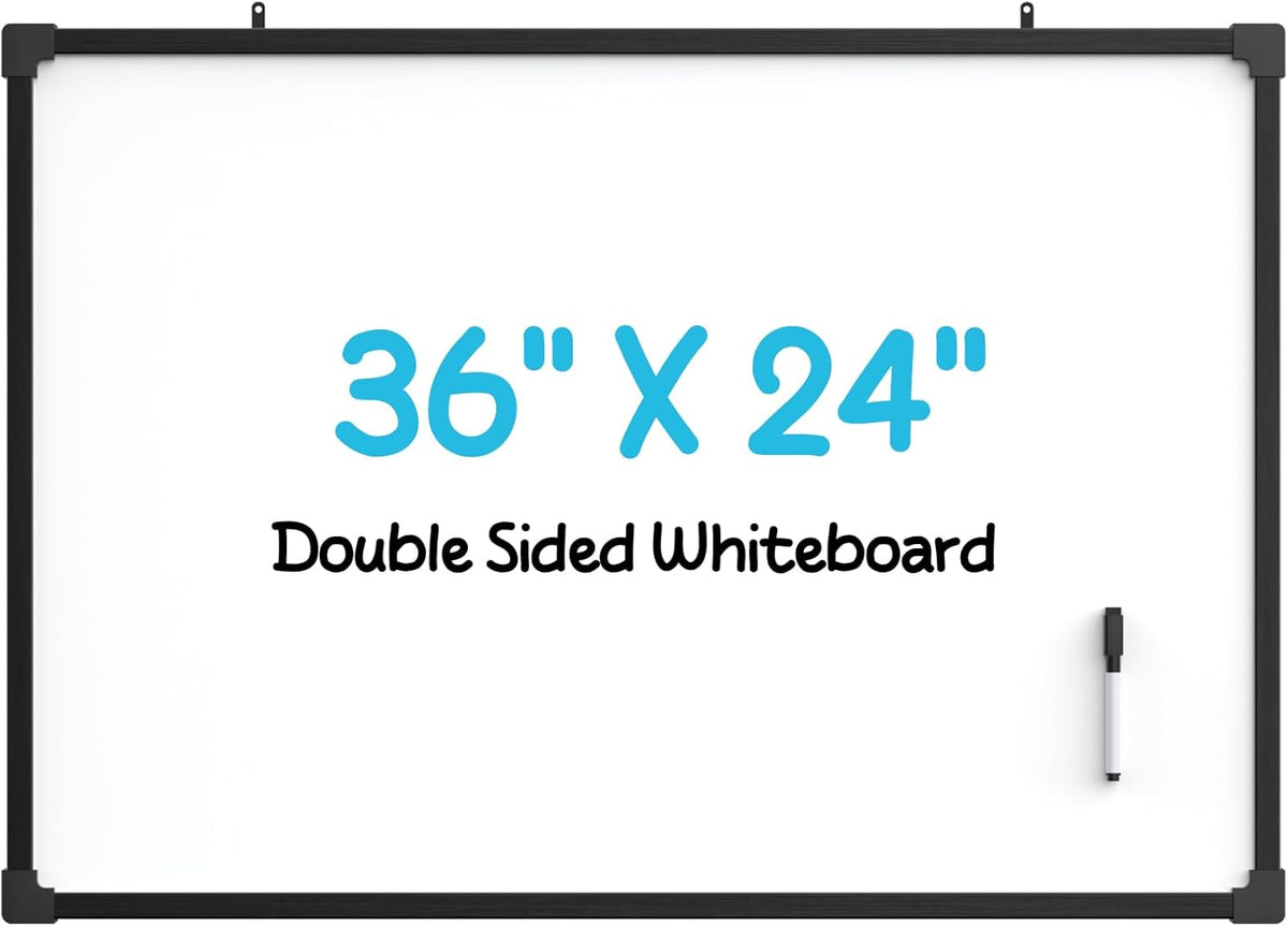 MaxGear Small Dry Erase Board, 14"x11" Double Sided Hanging Whiteboard for Wall, Mini White Board with a Black Dry Erase Marker, Portable Whiteboard for Planning Learning Writing Drawing Memo