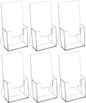 MaxGear Acrylic Brochure Holder 4 Inch, Clear Plastic Countertop Literature Holders, Trifold Flyer Display Stand for Pamphlets, Booklets, Magazines, Menus, Multi Purpose Organizer For Office, 6 Pack
