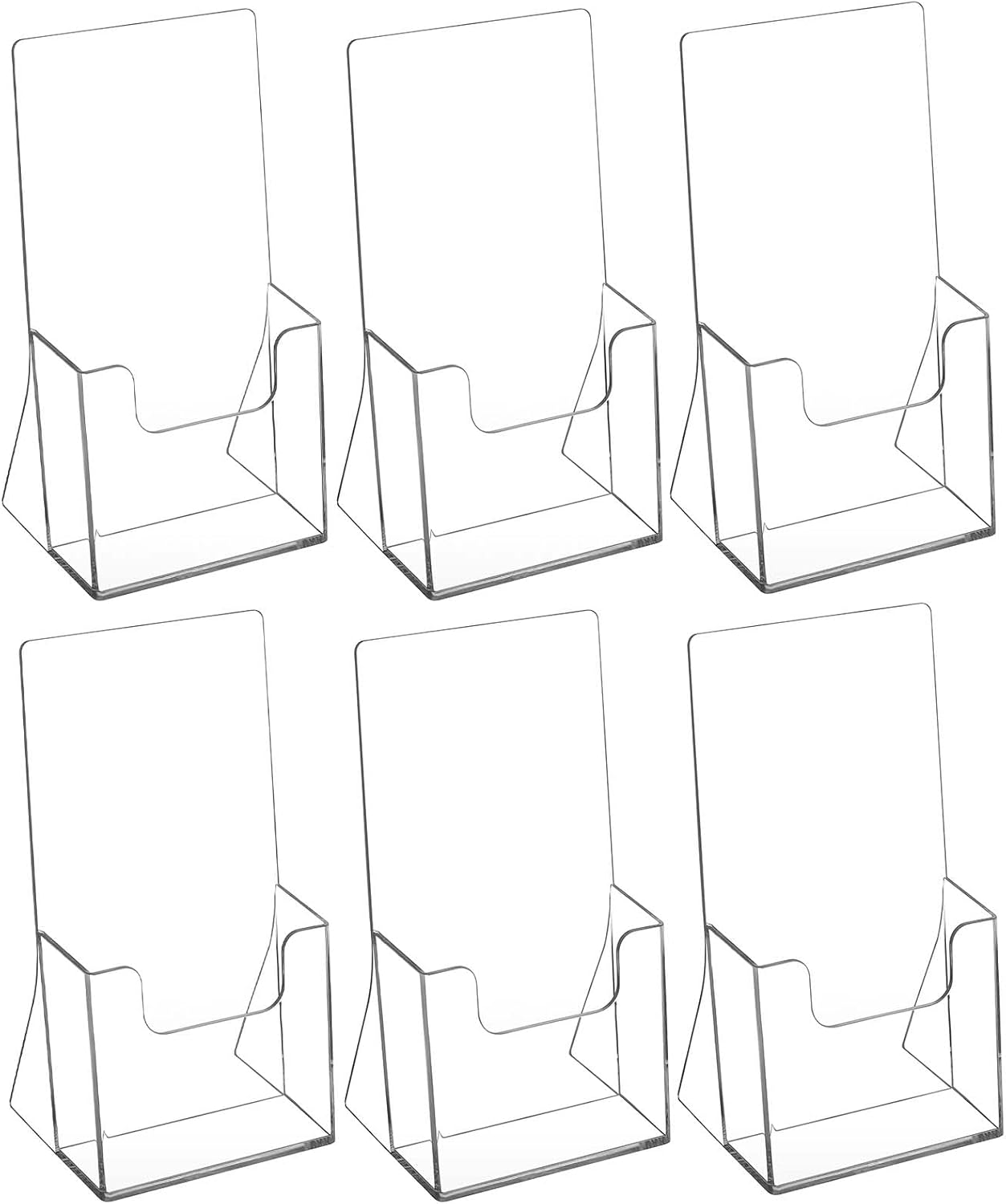 MaxGear Acrylic Brochure Holder 4 Inch, Clear Plastic Countertop Literature Holders, Trifold Flyer Display Stand for Pamphlets, Booklets, Magazines, Menus, Multi Purpose Organizer For Office, 2 Pack