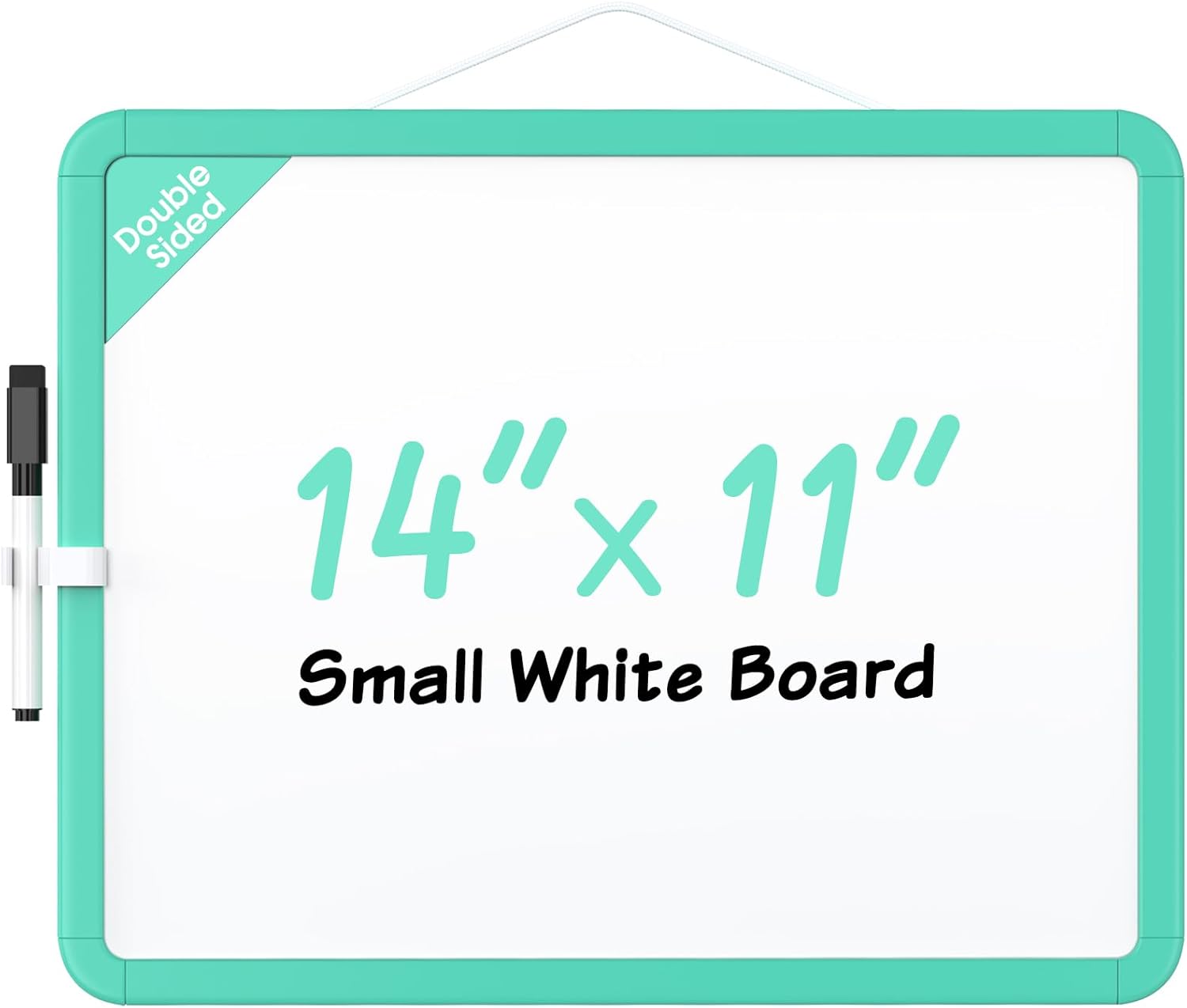MaxGear Small White Board for Wall, 14"x 11" Mini Double-Sided Magnetic Hanging Dry Erase Board with a Black Marker, Portable Whiteboard for Planning, Drawing, Memo, to Do List, Purple Frame