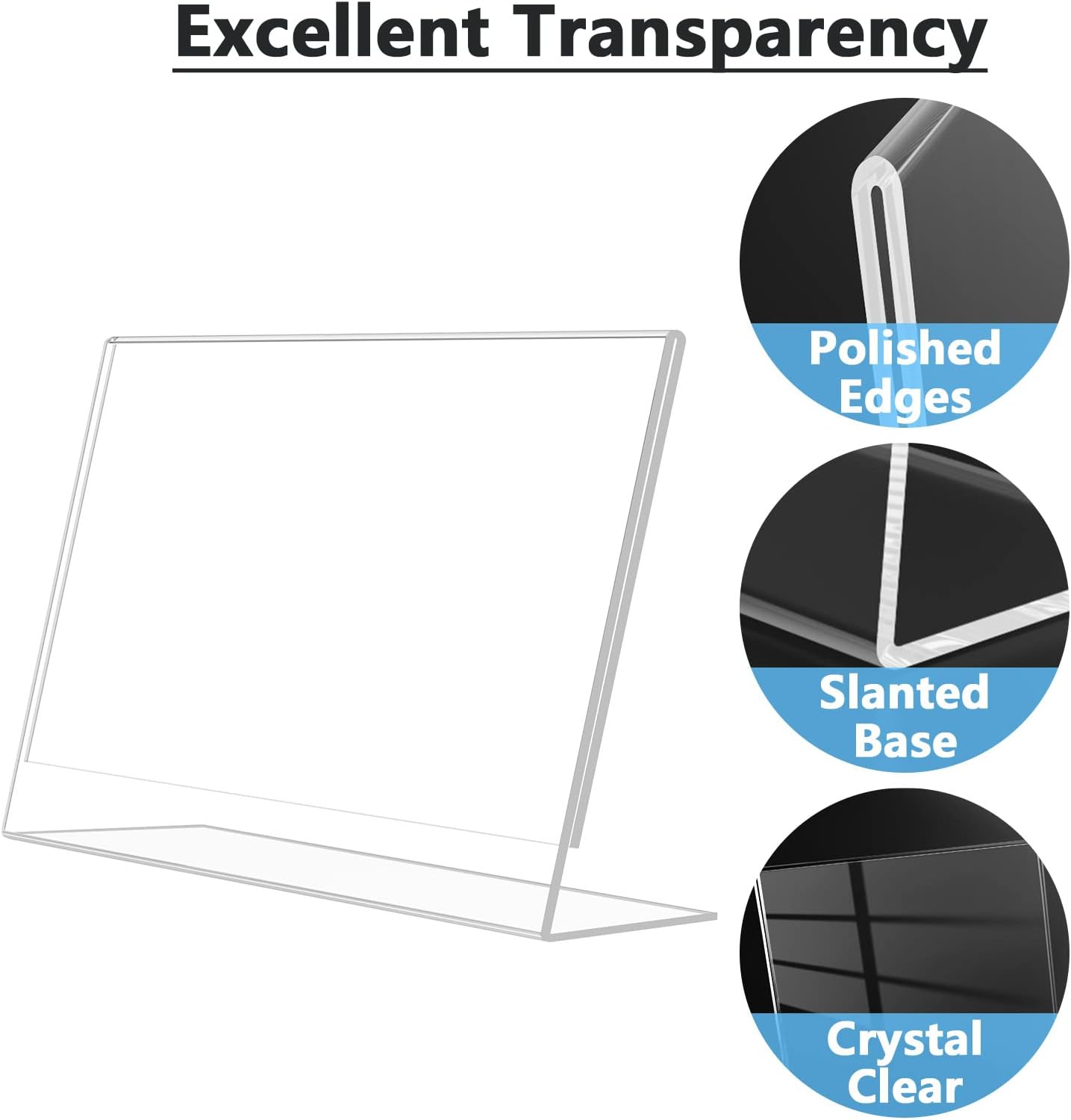 MaxGear Acrylic Sign Holder 8.5x11 Inches Horizontal 6 Pack, Slant Back Clear Flyer Menu Holder Table Top Plastic Display Stands Paper Frames for Office, Store, Restaurants, Landscape