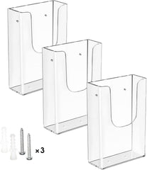 MaxGear Brochure Holder 4x9 inch Acrylic Literature Display Stand Clear Plastic Flyer Holder Wall Mount or Countertop Use for Pamphlets, Booklets, 3 Pack