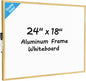 MaxGear Dry Erase Board for Wall, Gold Aluminum Frame, 16" x 12" Small Hanging White Board with a Black Marker, Portable Small Double Sided Whiteboard for Planning, Drawing, Memo, to Do List
