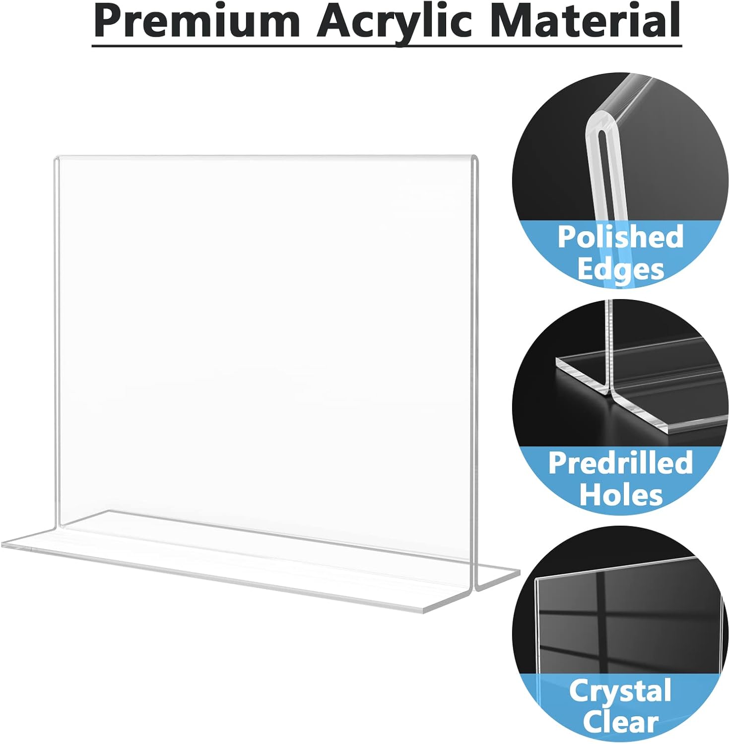 MaxGear Acrylic Sign Holder 8.5x11 Inches Horizontal 6 Pack, Vertical Standing Clear Table Flyer Menu Holders, Double Sided Plastic Display Stand Paper Frames for Office, Store, Restaurants, Landscape