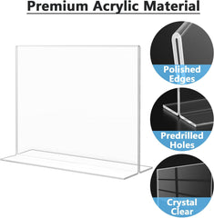 MaxGear Acrylic Sign Holder 8.5x11 Inches Horizontal 6 Pack, Vertical Standing Clear Table Flyer Menu Holders, Double Sided Plastic Display Stand Paper Frames for Office, Store, Restaurants, Landscape