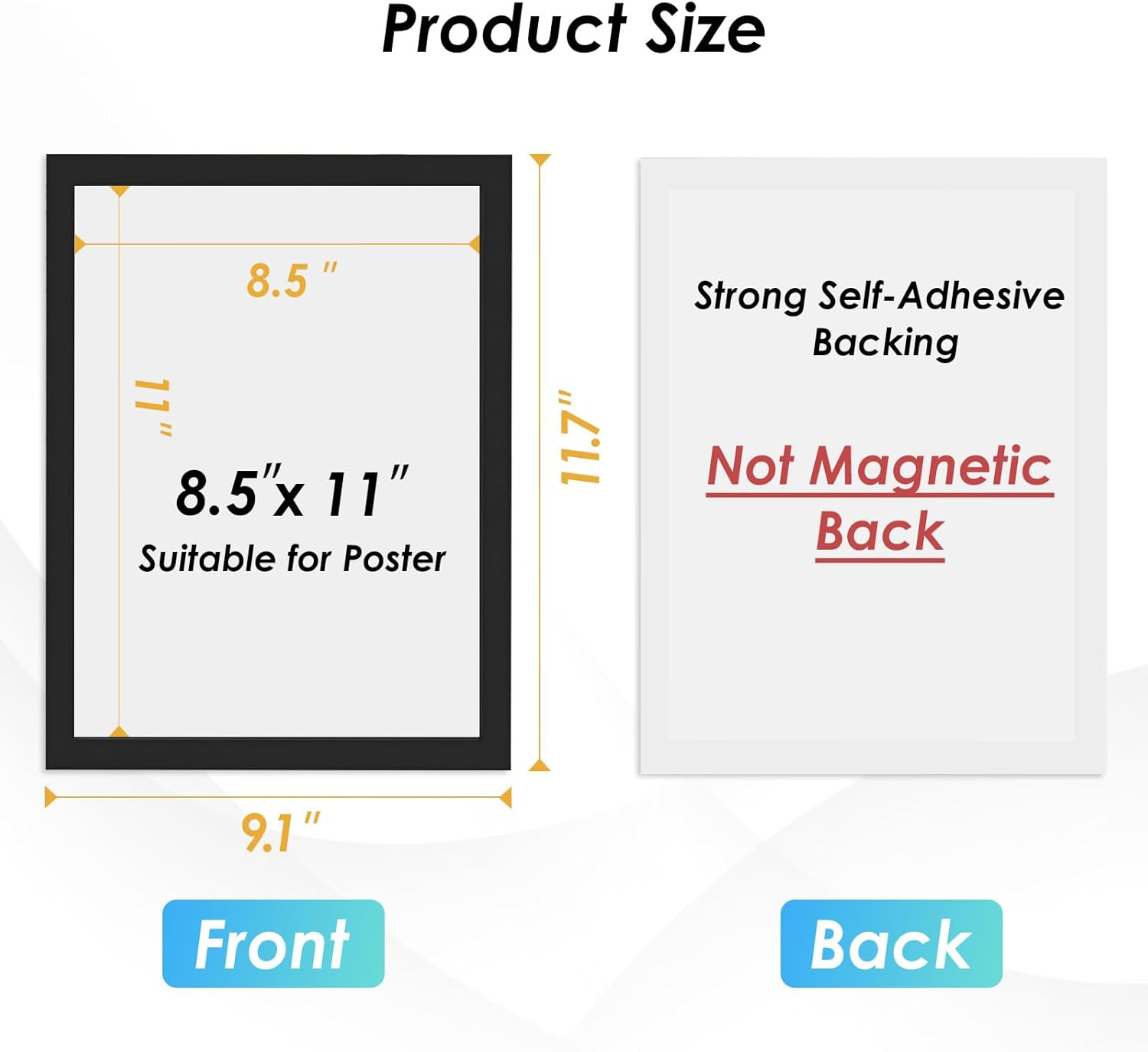 MaxGear Wall Mount Sign Holder 8.5 x 11, Self Adhesive Magnetic Display Picture Frames with Strong Magentic Border and Clear PVC, Document Poster Paper Wall Sign Holder for Home Office Store, 24 Pack