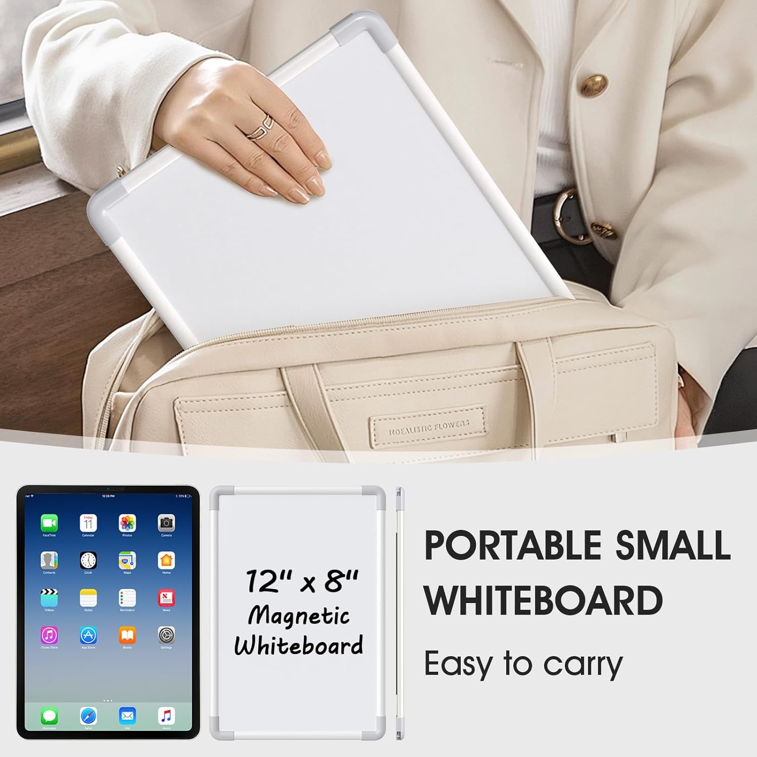 MaxGear Small Magnetic Dry Erase Board for Refrigerator, 12" x 8" Fridge White Board for Kitchen, Include 1 Marker, Portable Mini Whiteboard Organizer and Planner for Memo, Drawing, to Do List