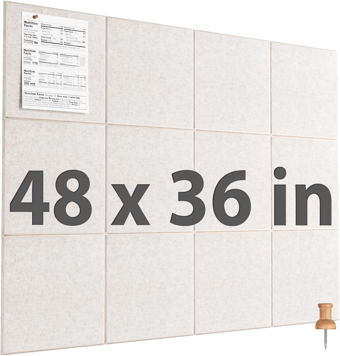 MaxGear Large Cork Board for Wall 47" x 35" Black Bulletin Board, 12 Pack Felt Wall Tiles with Pushpins, Cork Boards for Office Pin Board Tack Board for Photo Meno Decor