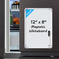 MaxGear Small Magnetic Dry Erase Board for Refrigerator, 12" x 8" Fridge White Board for Kitchen, Include 1 Marker, Portable Mini Whiteboard Organizer and Planner for Memo, Drawing, to Do List