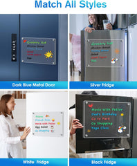 MaxGear 16"x12" Acrylic Dry Erase Board, Clear Magnetic Fridge WhiteBoard Mini Acrylic Memo Notepad for Refridgerator, Kitchen Menu Board Meal Schedule Planner, Include 4 Markers, 1 Cloth