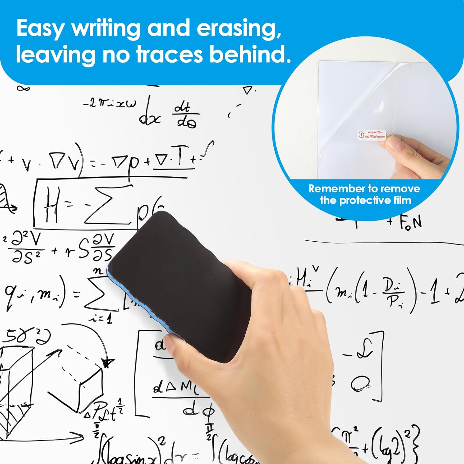 MaxGear 48" x 36" White Board Sticker on Wall, Magnetic Dry Erase Board, Easy to Write and Clean Magnetic Board for Kids, Office, Home, with Marker, Eraser