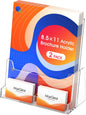 MaxGear 4x9 inch Brochure Holder, 2 Pack Acrylic Display Stand with Business Card Slot, Countertop Literature, Flyer, Trifold, Pamphlet, Booklet Menu Organizer