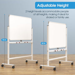 MaxGear Premium Large Rolling Whiteboard on Wheels, 48" x 32" Double-Sided Magnetic Dry Erase Board with Stand, Reversible Mobile Whiteboard with Aluminium Frame and Stand for Office, School