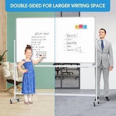 MaxGear Large Rolling Whiteboard on Wheels, 72" x 40" Big Mobile White Board, Double Sided Dry Erase Board with Aluminium Frame and Magnetic Surface for Office, School
