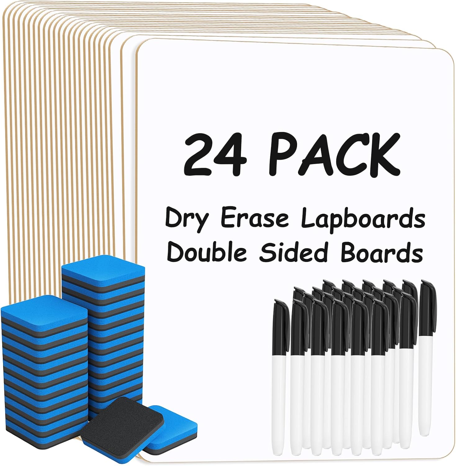 MaxGear Small White Board 12 Pack Dry Erase Boards, 9''x 12'' Mini Whiteboard Double Sided Portable Whiteboards for Students and Teachers School Supplies Lapboards Including 12 Markers and 12 Erasers