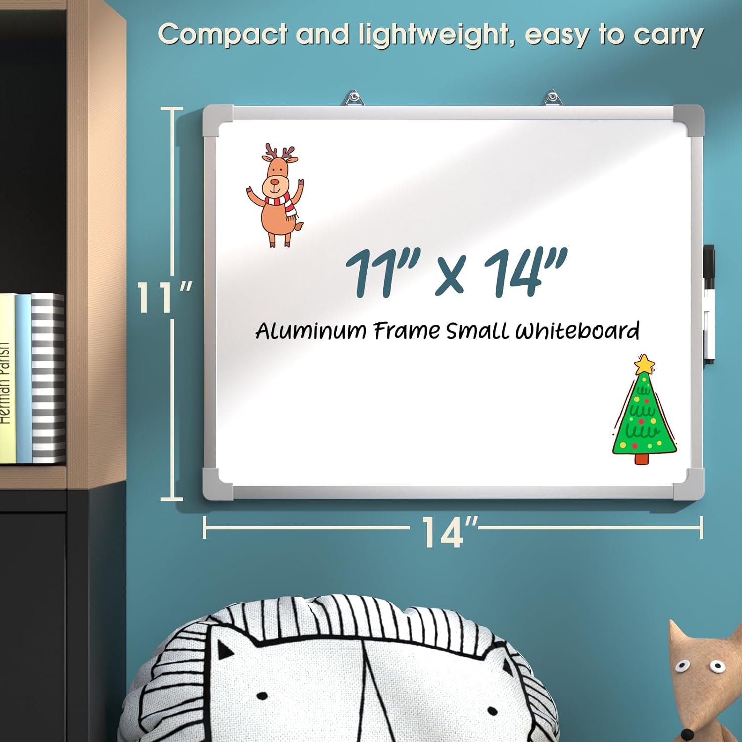 MaxGear Small White Board Aluminum Frame, 11"x14" Double-Sided Dry Erase Board, Mini Writing Board Dry Erase, Small Whiteboard Portable for Hanging on The Wall for School Home Office