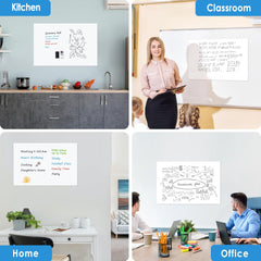 MaxGear White Board Sticker with Self-Adhesive Backing, 36"x24" Magnetic Dry Erase Board for Wall, Magnetic Whiteboard Wallpaper Stick on Wall with Markers, Holder, Eraser, Magnets, 3 'x 2'