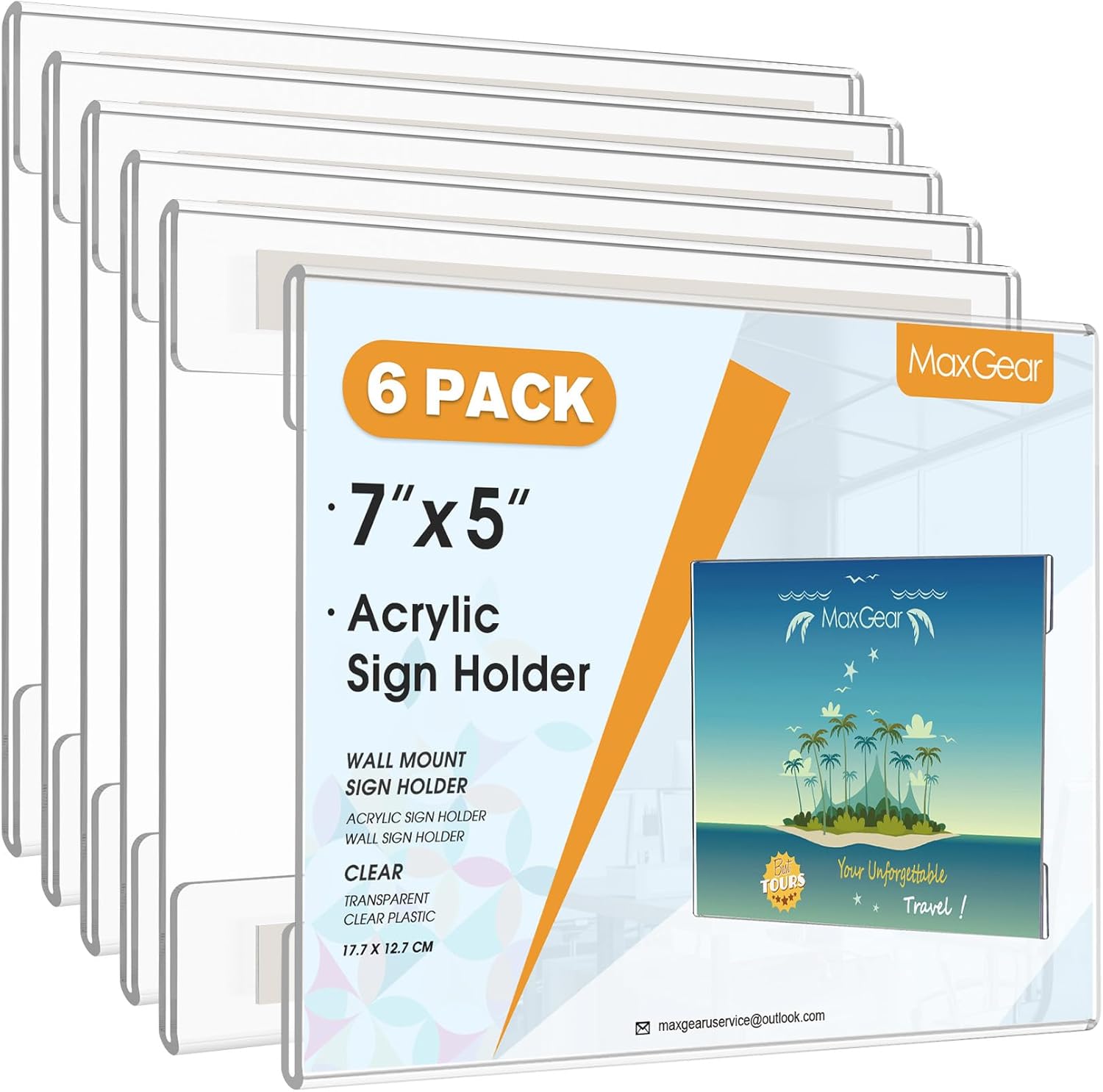 MaxGear Acrylic Sign Holder 8.5x11 with Double-Sided Tape, 3 Pack Clear Plastic Door Wall Mount Sign Holder, Document Flyer Poster Paper Acrylic Wall Frame for Office, Home, Store, Restaurant