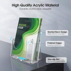 MaxGear Clear Acrylic Brochure Holder 8.5x11 Inch - Desk/Wall Mount, 2-Pack