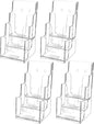 MaxGear Acrylic Brochure Holder, 4 Inch Wide 3 Tier Literature Display Stand, Clear Premium Acrylic Pamphlet Holder, Multi Pocket Wall Mount or Countertop Organizer, Office or Home Use, 2 Pack