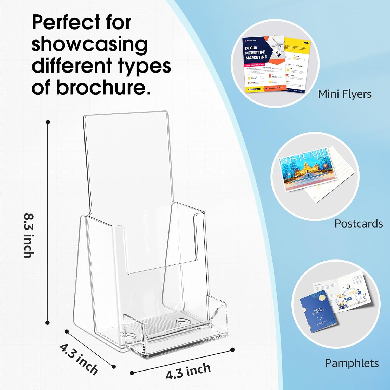 MaxGear Brochure Holder 4x9 inch with Business Card Organizer, Acrylic Literature Display Stand Clear Plastic Flyer Holder Wall Mount or Countertop Use for Pamphlets, Booklets, 2 Pack