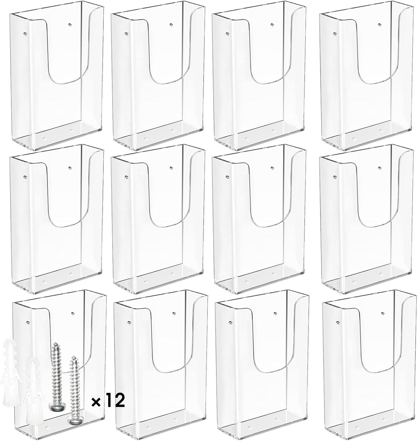 MaxGear Brochure Holder 4x9 inch Acrylic Literature Display Stand Clear Plastic Flyer Holder Wall Mount or Countertop Use for Pamphlets, Booklets, 3 Pack