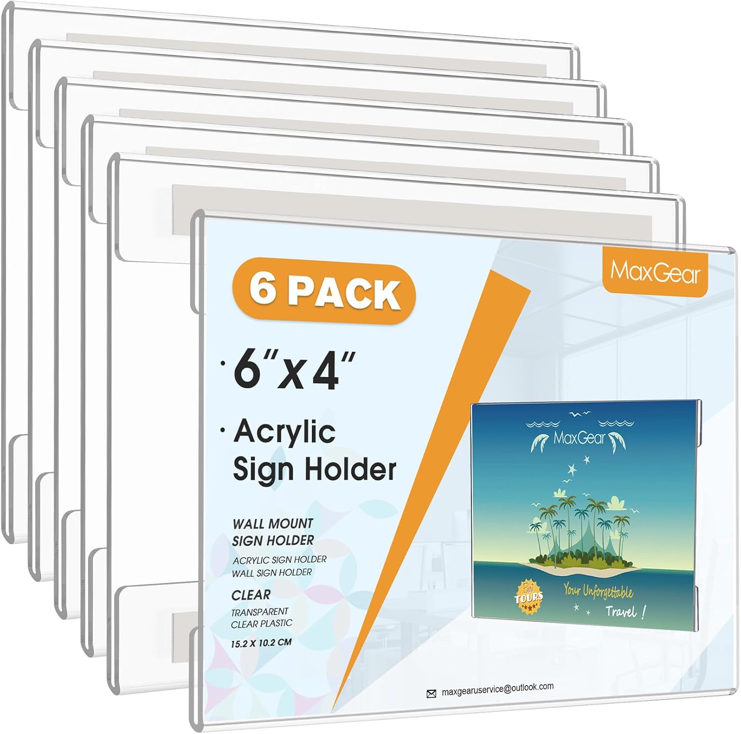 MaxGear Acrylic Sign Holder 8.5x11 with Double-Sided Tape, 3 Pack Clear Plastic Door Wall Mount Sign Holder, Document Flyer Poster Paper Acrylic Wall Frame for Office, Home, Store, Restaurant