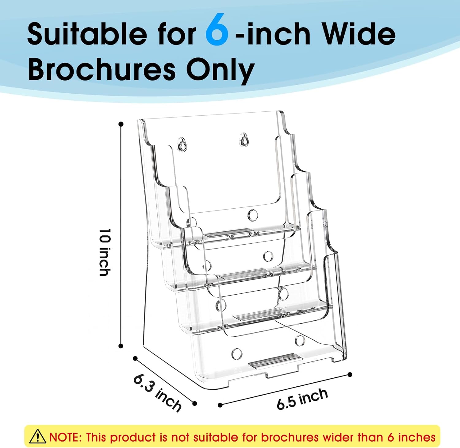 MaxGear Brochure Holder 4 Tier 6x9 inch Acrylic Literature Display Stand Clear Plastic Flyer Holder Wall Mount or Countertop Use for Pamphlets, Booklets, 2 Pack