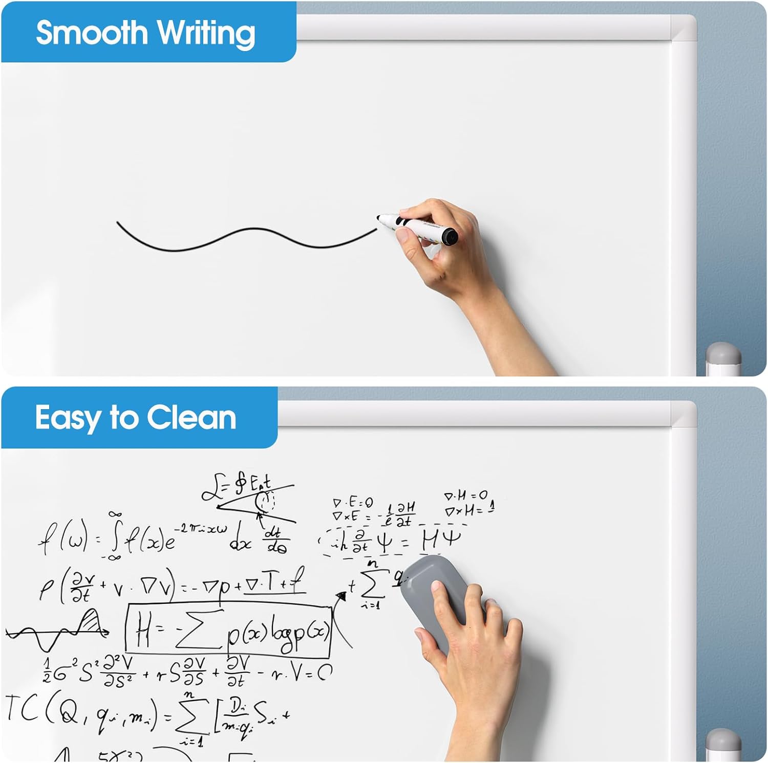 MaxGear Glass Whiteboard on Wheels, 48 x 30 Mobile White Board Stand, Magnetic Double-Sided Dry Erase Board with Aluminium Frame and Stand, Rolling Whiteboard with 3 Markers, 6 Magnets and 1 Eraser
