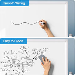 MaxGear Glass Whiteboard on Wheels, 48 x 30 Mobile White Board Stand, Magnetic Double-Sided Dry Erase Board with Aluminium Frame and Stand, Rolling Whiteboard with 3 Markers, 6 Magnets and 1 Eraser