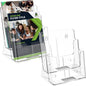 MaxGear Brochure Holder 4 Tier 6x9 inch Acrylic Literature Display Stand Clear Plastic Flyer Holder Wall Mount or Countertop Use for Pamphlets, Booklets, 2 Pack