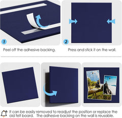 MaxGear Large Cork Board for Wall 47" x 35" Dark Blue Bulletin Board, 12 Pack Felt Wall Tiles with Pushpins, Cork Boards for Office Pin Board Tack Board for Photo Meno Decor