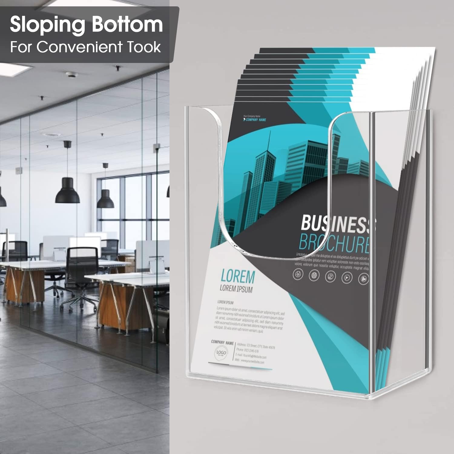 MaxGear Brochure Holder 8.5x11 inch Acrylic Literature Display Stand Clear Plastic Flyer Holder Wall Mount or Countertop Use for Pamphlets, Booklets, 4 Pack