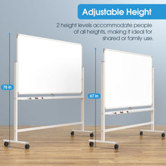 MaxGear Large Seamless Rolling White Board on Wheels, 72" x 40" Big Mobile Magnetic Dry Erase Board with Stand, Reversible Single-Piece Whiteboard with Aluminium Frame and Stand for Office and School