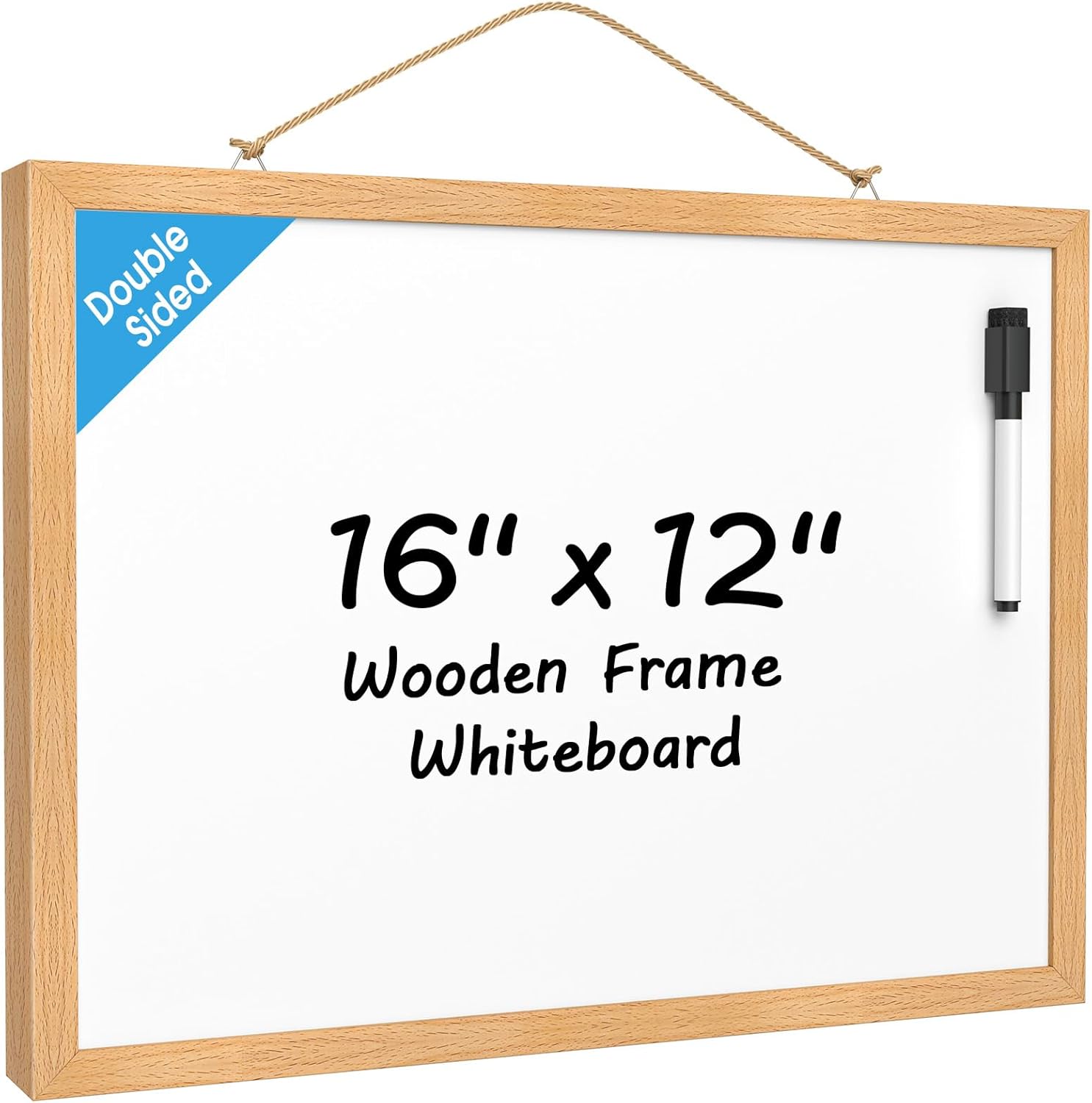 MaxGear Small White Board 11"x14" Double-Sided Dry Erase Board for Wall Magnetic Hanging Whiteboard Vintage Wooden Framed for School Room Office
