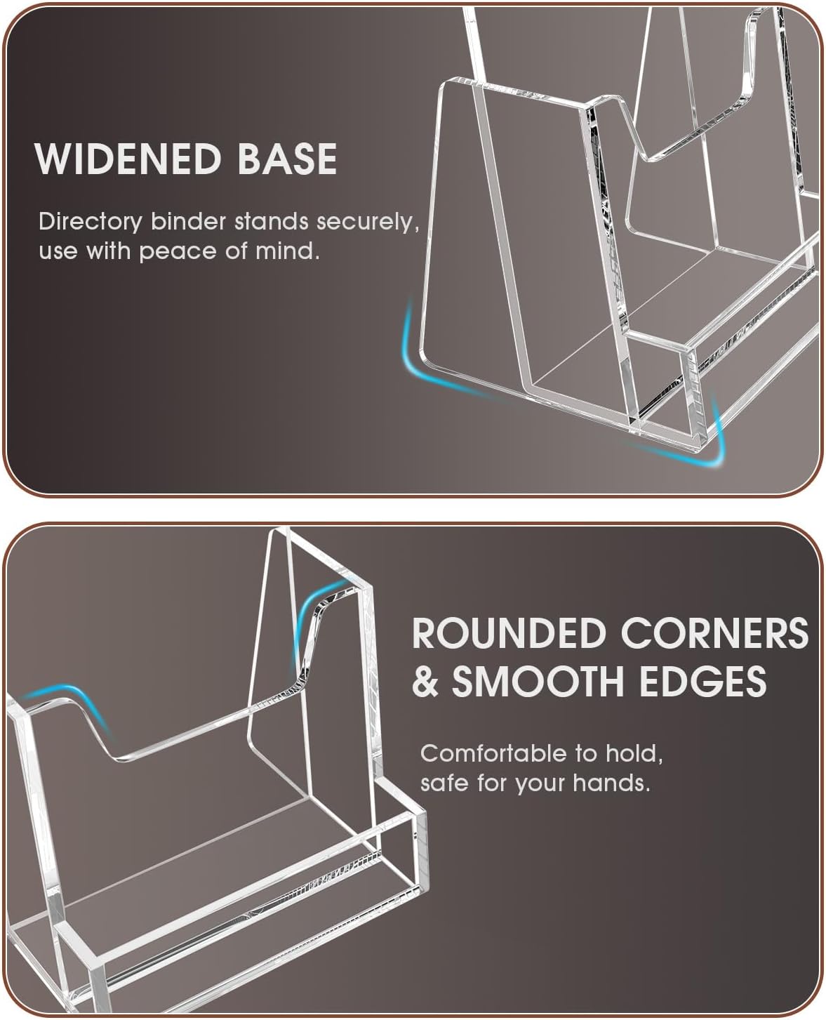MaxGear 4x9 inch Brochure Holder, 2 Pack Acrylic Display Stand with Business Card Slot, Countertop Literature, Flyer, Trifold, Pamphlet, Booklet Menu Organizer