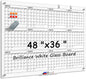 MaxGear Glass White Board 48x30 Inches Brilliance White Magnetic Dry Erase Board Wall Mounted Whiteboard, Large Frameless Whiteboard with 1 Eraser,3 Markers and 6 Magnets for Office, School, Home