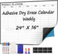 MaxGear 36"x24" Adhesive Dry Erase Calendar Monthly Whiteboard for Wall, Office, Classroom, Home, Drill-Free Installation, 1 Marker Holder, 4 Markers, 1 Eraser, 6 Magnets, Smooth Writing & Erasing